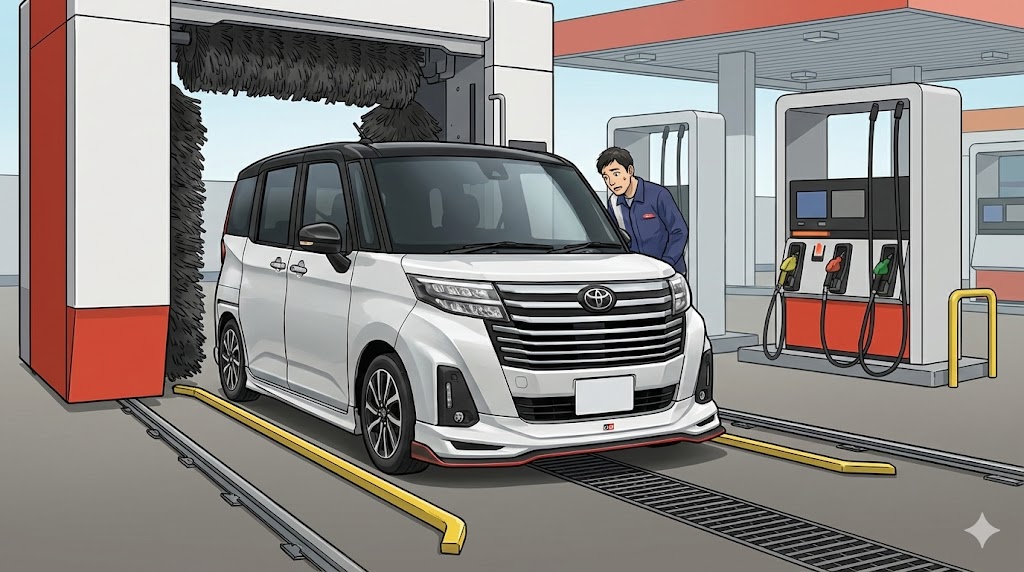 ルーミーの洗車機利用は破損リスクあり